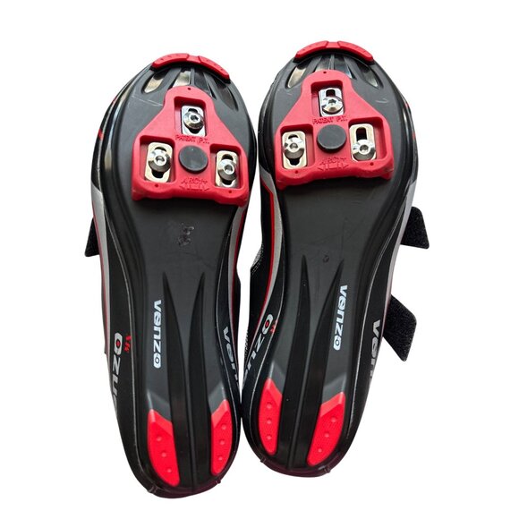 Venzo Cycling Shoes Black & Red SPD Compatible With 3-Strap Closure Size 10 - Picture 7 of 8